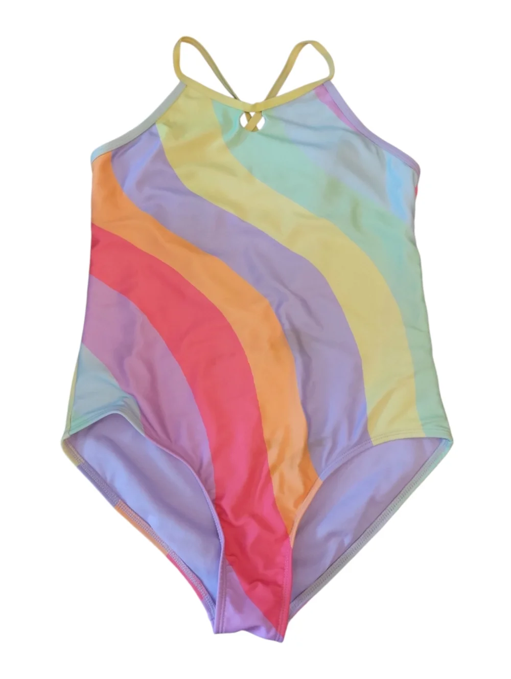 Wonder Nation Swimsuit One Piece Rainbow Stripes And Colors Straps Sz L‎ Plus